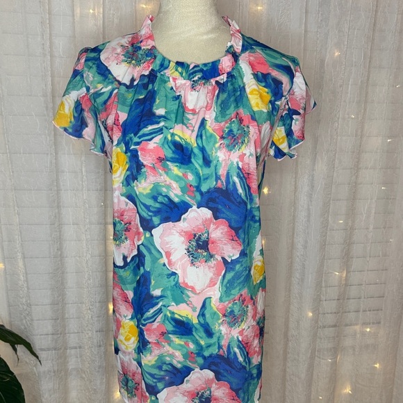 BiBi Tops - BiBi Multicolor Floral Ruffle Top